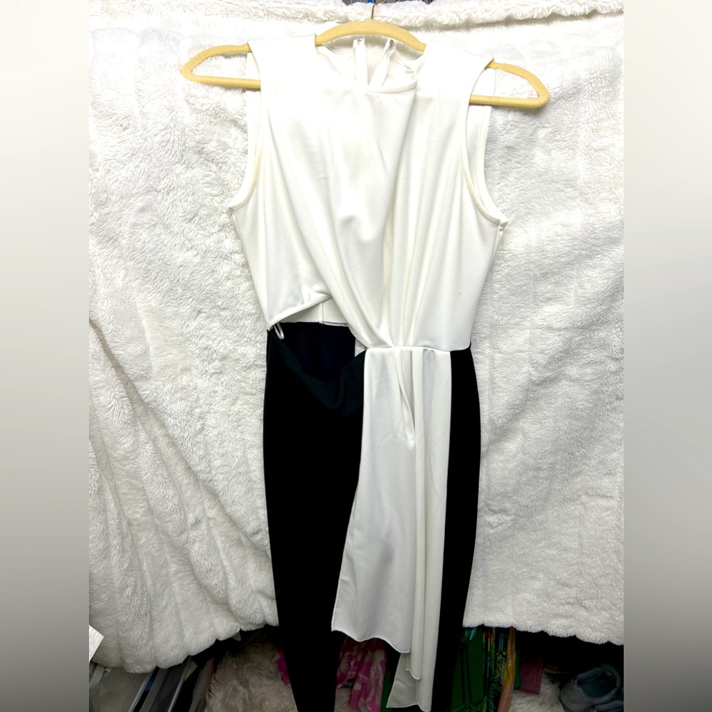 VENUS Black and White Jumpsuit with front cut out